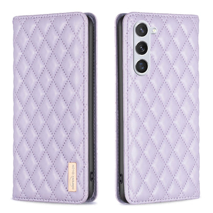 For Samsung Galaxy S25 5G Diamond Lattice Magnetic Leather Flip Phone Case(Purple) - Galaxy S25 5G Cases by buy2fix | Online Shopping UK | buy2fix