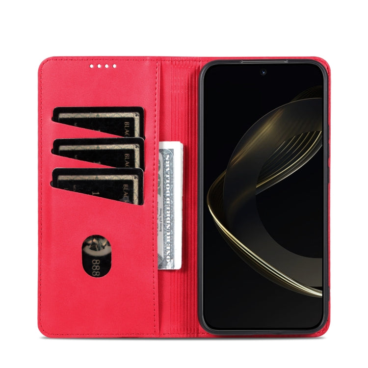 For Samsung Galaxy S25 5G AZNS Magnetic Calf Texture Flip Leather Phone Case(Red) - Galaxy S25 5G Cases by AZNS | Online Shopping UK | buy2fix