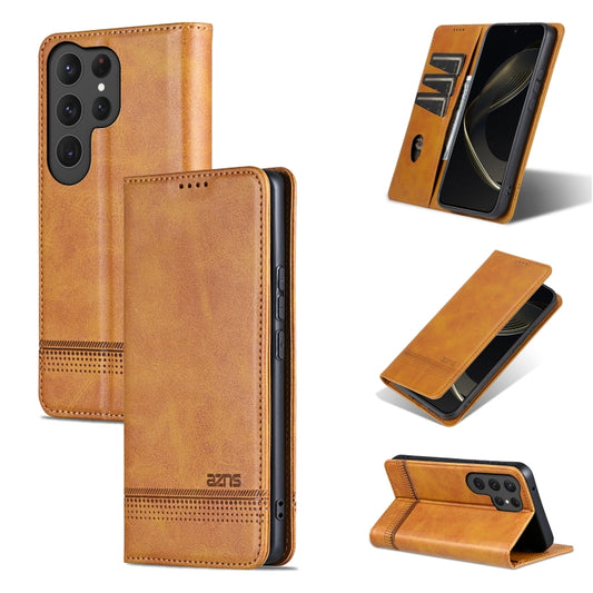 For Samsung Galaxy S25 Ultra 5G AZNS Magnetic Calf Texture Flip Leather Phone Case(Light Brown) - Galaxy S25 Ultra 5G Cases by AZNS | Online Shopping UK | buy2fix