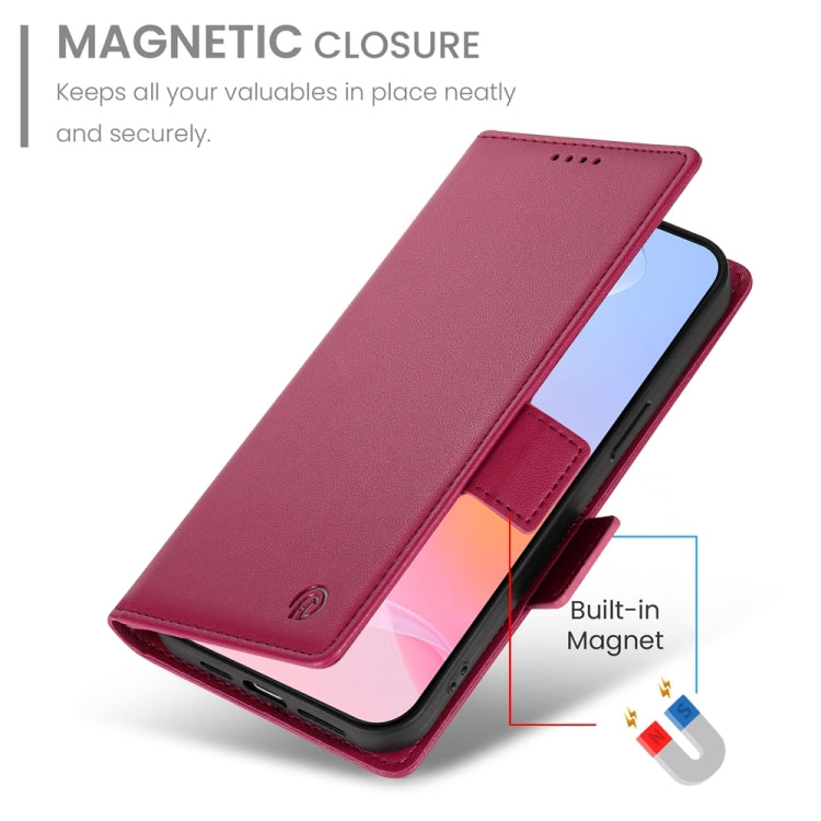 For iPhone 16 Pro Side Buckle Magnetic Frosted Leather Phone Case(Wine Red) - iPhone 16 Pro Cases by buy2fix | Online Shopping UK | buy2fix