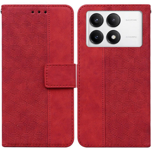 For Xiaomi Redmi K70 Pro / K70 Geometric Embossed Leather Phone Case(Red) - K70 Cases by buy2fix | Online Shopping UK | buy2fix