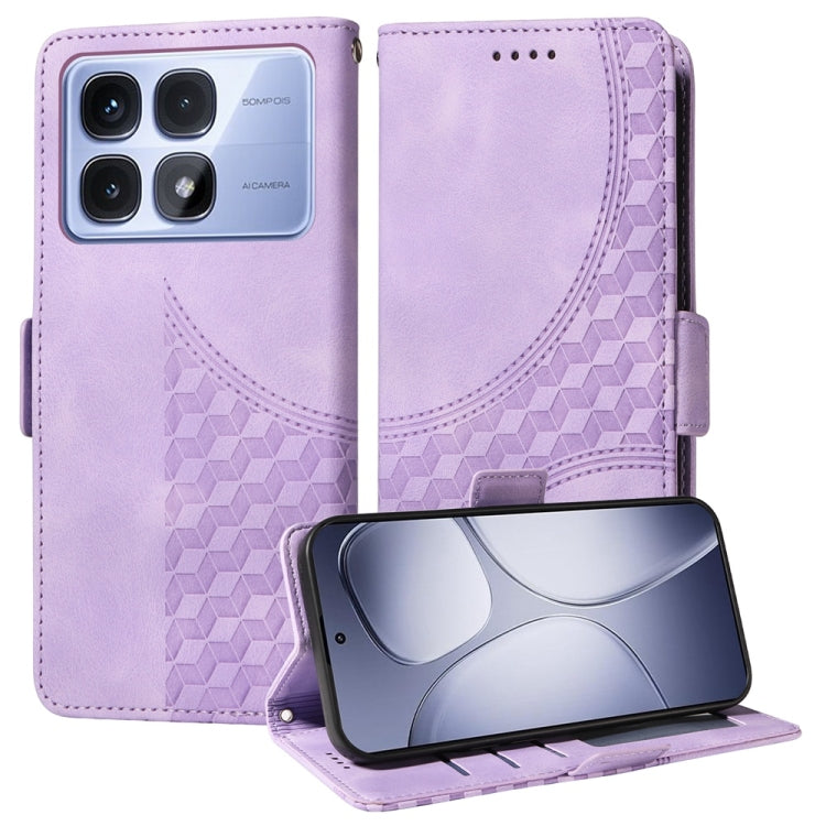 For Redmi K70 Ultra Embossed Rhombus Starry Leather Phone Case(Purple) - Xiaomi Cases by buy2fix | Online Shopping UK | buy2fix