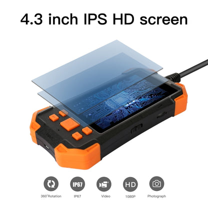 T20 4.3 inch IPS Screen 7.9mm Triple Camera IP67 Waterproof Hard Cable Digital Endoscope, Length:10m(Black Orange) -  by buy2fix | Online Shopping UK | buy2fix