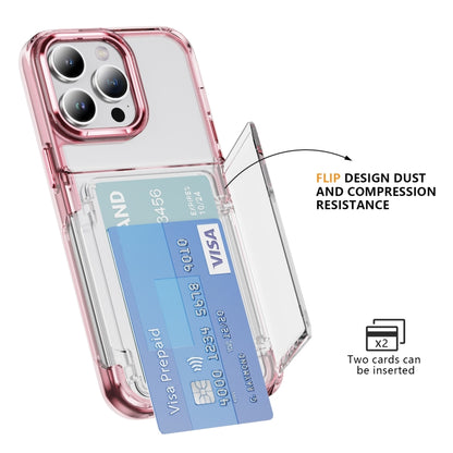 For iPhone 16 Pro Max Card Holder Acrylic Hybrid TPU Phone Case(Transparent Pink) - iPhone 16 Pro Max Cases by buy2fix | Online Shopping UK | buy2fix