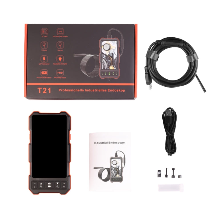 T21 4.5 inch IPS Color Screen 5.5mm Dual Camera Split Hard Cable Industrial Endoscope, Length:3.5m(Black Red) -  by buy2fix | Online Shopping UK | buy2fix