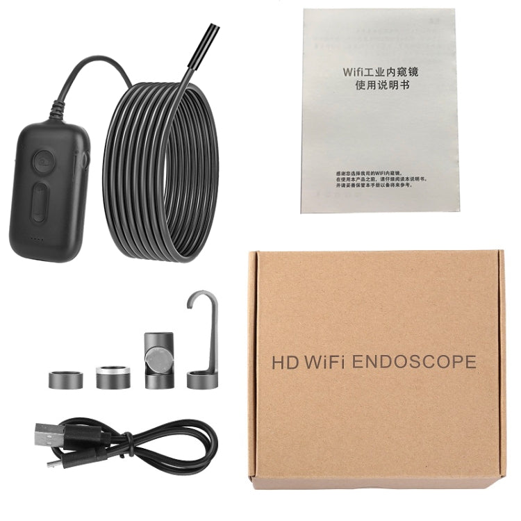 Y15 5.5mm Single Camera WiFi Connected Hard Cable HD Industrial Endoscope, Length:2m(Black) -  by buy2fix | Online Shopping UK | buy2fix