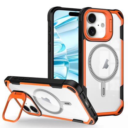 For iPhone 16 Plus Transparent Acrylic MagSafe Lens Holder Phone Case(Orange) - iPhone 16 Plus Cases by buy2fix | Online Shopping UK | buy2fix