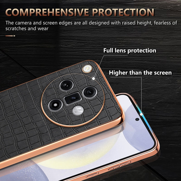 For OPPO Find X7 AZNS Electroplated Frame Crocodile Texture Full Coverage Phone Case(Green) - Find X7 Cases by AZNS | Online Shopping UK | buy2fix