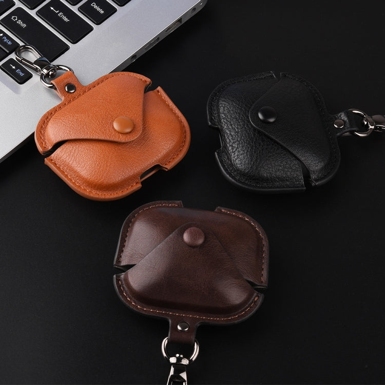 For Redmi Buds 5 Business Leather Earphone Protective Case with Hook(Dark Brown) - Xiaomi Earphone Case by buy2fix | Online Shopping UK | buy2fix