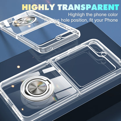 For Samsung Galaxy Z Flip6 5G MagSafe Transparent PC Folding Phone Case with Ring Holder - Galaxy Z Flip6 5G Cases by buy2fix | Online Shopping UK | buy2fix