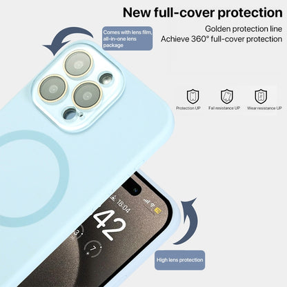 For iPhone 16 Pro Liquid Silicone MagSafe Full Coverage Phone Case with Lens Film(Blue) - iPhone 16 Pro Cases by buy2fix | Online Shopping UK | buy2fix