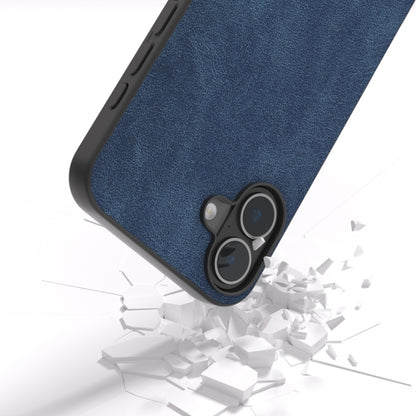 For iPhone 16 Plus Black Frame PU Leather Full Coverage Phone Case(Blue) - iPhone 16 Plus Cases by buy2fix | Online Shopping UK | buy2fix