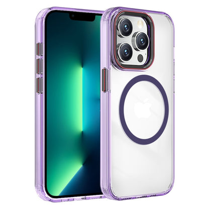 For iPhone 13 Pro Max Crystal TPU Hybrid PC MagSafe Phone Case(Transparent Purple) - iPhone 13 Pro Max Cases by buy2fix | Online Shopping UK | buy2fix