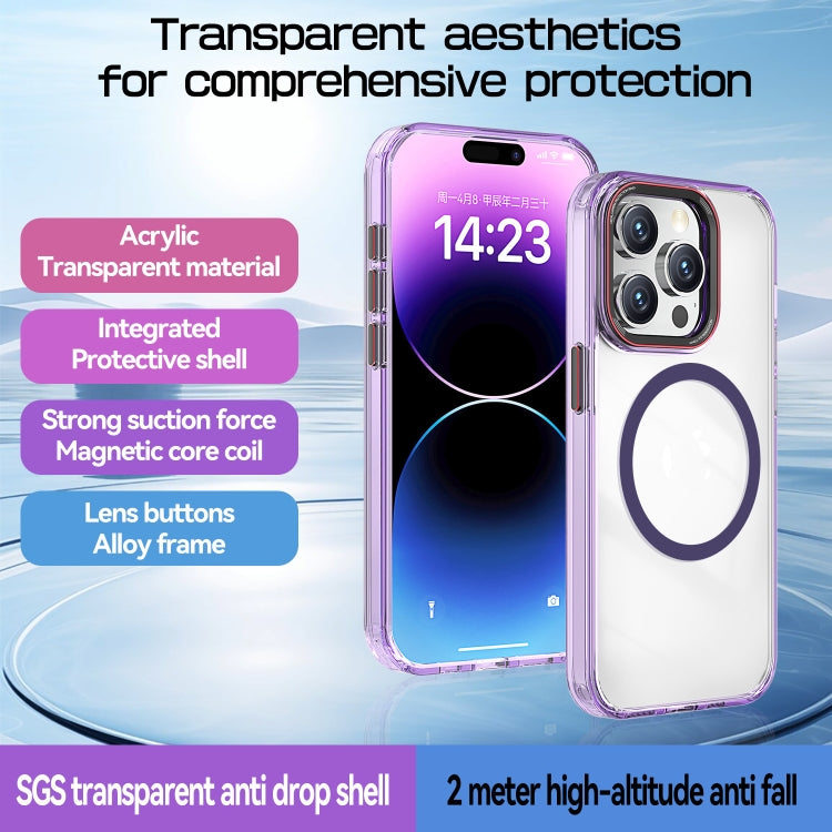 For iPhone 13 Pro Max Crystal TPU Hybrid PC MagSafe Phone Case(Transparent Purple) - iPhone 13 Pro Max Cases by buy2fix | Online Shopping UK | buy2fix