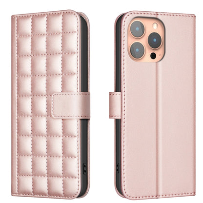 For iPhone 16 Pro Max Square Texture Leather Phone Case(Rose Gold) - iPhone 16 Pro Max Cases by buy2fix | Online Shopping UK | buy2fix