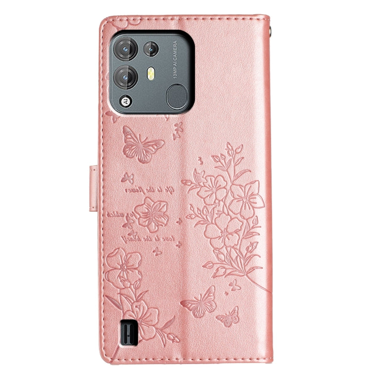 For Blackview A55 Pro Butterflies and Flowers Leather Phone Case(Rose Gold) - More Brand by buy2fix | Online Shopping UK | buy2fix