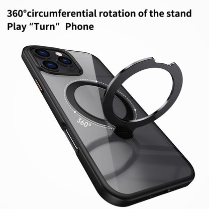 For iPhone 16 Pro Max Transparent MagSafe Magnetic Rotating Ring Holder Phone Case(Grey) - iPhone 16 Pro Max Cases by buy2fix | Online Shopping UK | buy2fix