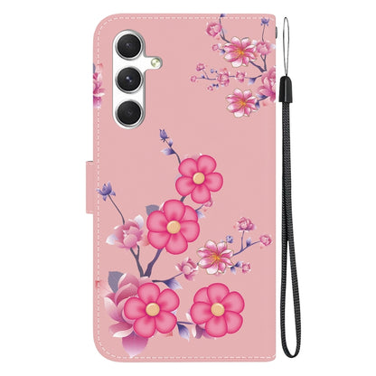 For Samsung Galaxy S25 5G Crystal Texture Colored Drawing Leather Phone Case(Cherry Blossoms) - Galaxy S25 5G Cases by buy2fix | Online Shopping UK | buy2fix