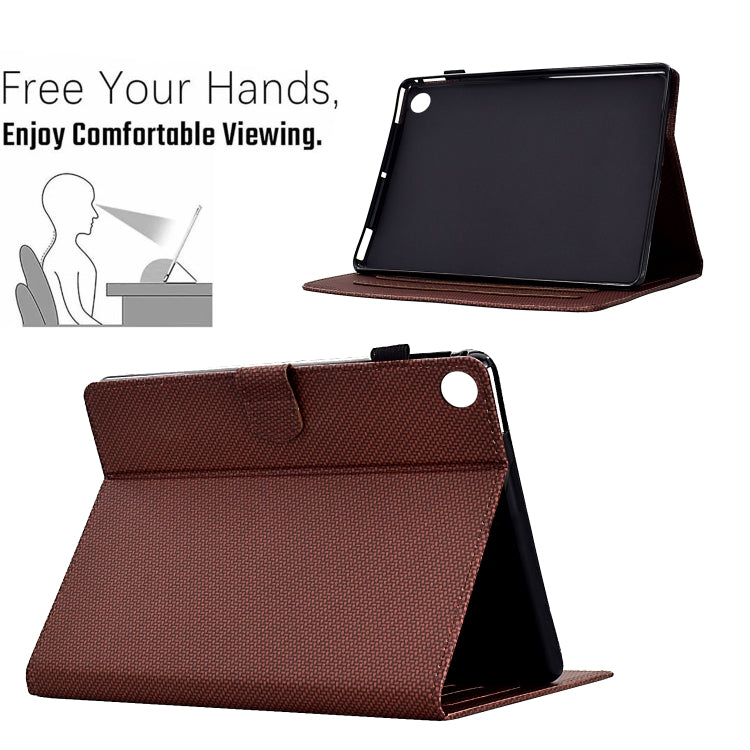 For Samsung Galaxy Tab A9+ Solid Color Fiber Texture Smart Tablet Leather Case(Brown) - Galaxy Tab A9+ by buy2fix | Online Shopping UK | buy2fix