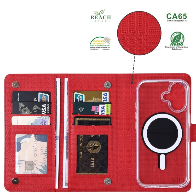 For iPhone 16 Plus ViLi GHA-C Series RFID MagSafe Magnetic Flip Leather Phone Case(Red) - iPhone 16 Plus Cases by ViLi | Online Shopping UK | buy2fix