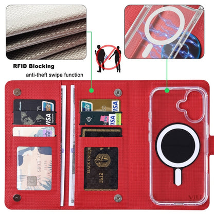 For iPhone 16 Plus ViLi GHA-C Series RFID MagSafe Magnetic Flip Leather Phone Case(Red) - iPhone 16 Plus Cases by ViLi | Online Shopping UK | buy2fix