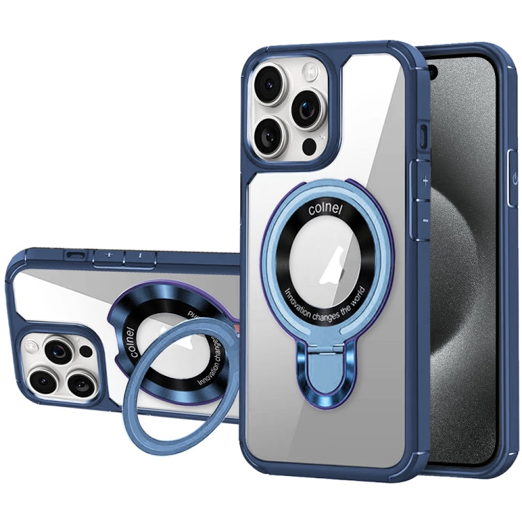 For iPhone 15 Pro Max MagSafe Acrylic Hybrid TPU Phone Case with Holder(Royal Blue) - iPhone 15 Pro Max Cases by buy2fix | Online Shopping UK | buy2fix