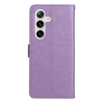 For Samsung Galaxy S25 / S24 5G Cat and Bee Embossed Flip Leather Phone Case(Purple) - Galaxy S25 5G Cases by buy2fix | Online Shopping UK | buy2fix