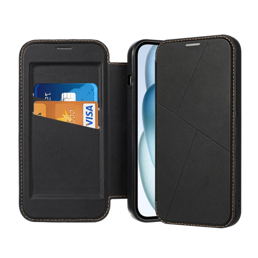 For iPhone 14 / 13 Magnetic Armor Series RFID Card Slots Leather Phone Case(Black) - iPhone 14 Cases by buy2fix | Online Shopping UK | buy2fix