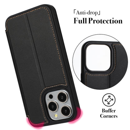 For iPhone 16 Magnetic Armor Series RFID Card Slots Leather Phone Case(Black) - iPhone 16 Cases by buy2fix | Online Shopping UK | buy2fix