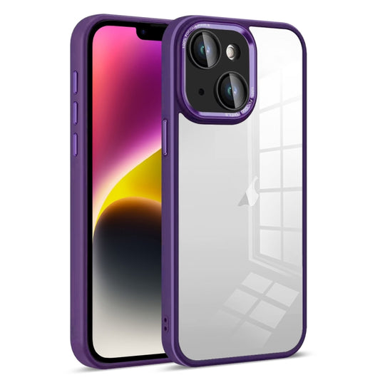 For iPhone 14 Colorful Armor Lens Film Transparent Phone Case(Purple) - iPhone 14 Cases by buy2fix | Online Shopping UK | buy2fix