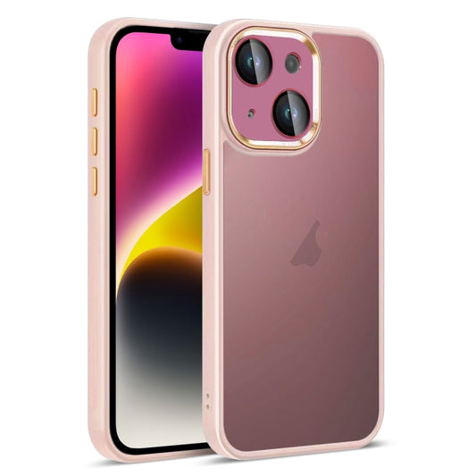 For iPhone 14 Colorful Armor Lens Film Translucent Skin Feel Phone Case(Pink) - iPhone 14 Cases by buy2fix | Online Shopping UK | buy2fix