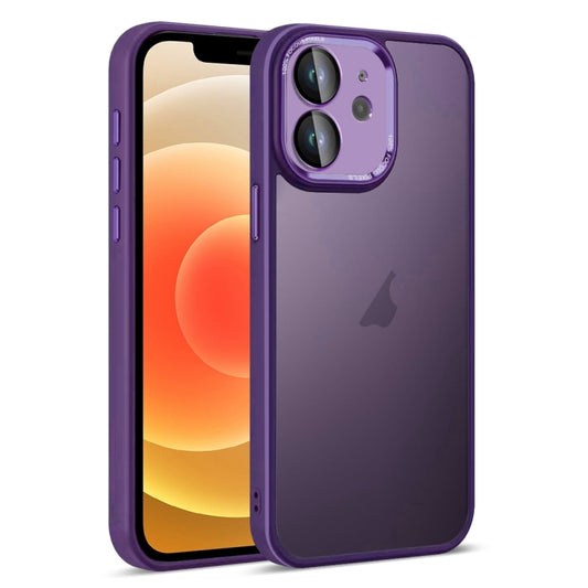 For iPhone 12 Colorful Armor Lens Film Translucent Skin Feel Phone Case(Purple) - iPhone 12 / 12 Pro Cases by buy2fix | Online Shopping UK | buy2fix