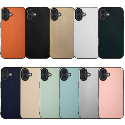 For iPhone 16 PU Leather Black Frame Full Coverage Phone Case(Green) - iPhone 16 Cases by buy2fix | Online Shopping UK | buy2fix