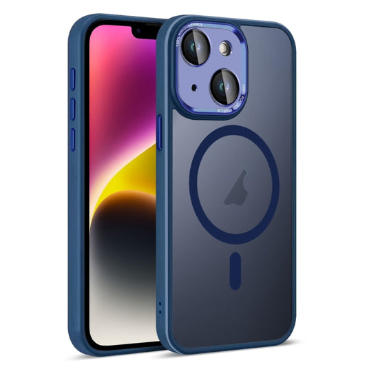 For iPhone 14 Colorful Armor Lens Film Translucent Skin Feel MagSafe Phone Case(Blue) - iPhone 14 Cases by buy2fix | Online Shopping UK | buy2fix