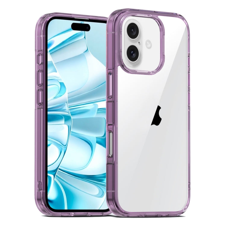 For iPhone 16 Plus PC Hybrid TPU Full Coverage Shockproof Phone Case(Transparent Purple) - iPhone 16 Plus Cases by buy2fix | Online Shopping UK | buy2fix