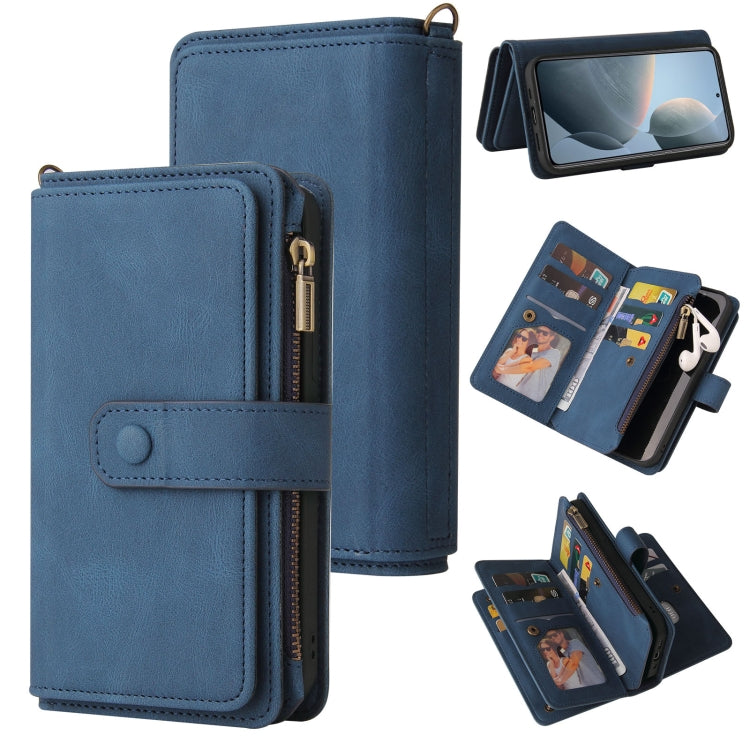 For Xiaomi 14T Skin Feel Multi Card Slots Zipper Wallet Leather Phone Case(Blue) - 14T Cases by buy2fix | Online Shopping UK | buy2fix