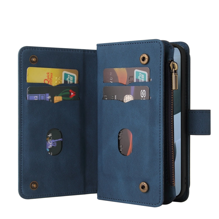 For Redmi K70 Skin Feel Multi Card Slots Zipper Wallet Leather Phone Case(Blue) - K70 Cases by buy2fix | Online Shopping UK | buy2fix