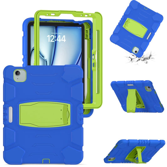 For iPad Air 11 2024 3-Layer Silicone Hybrid PC Tablet Case(Blue Lime) - iPad Air 11 2024 Cases by buy2fix | Online Shopping UK | buy2fix