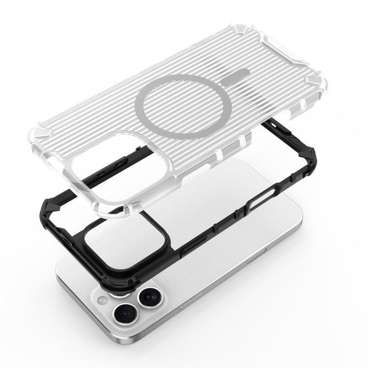 For iPhone 16 Pro Max Grating Airbag Shockproof MagSafe Frosted Phone Case(Transparent) - iPhone 16 Pro Max Cases by buy2fix | Online Shopping UK | buy2fix