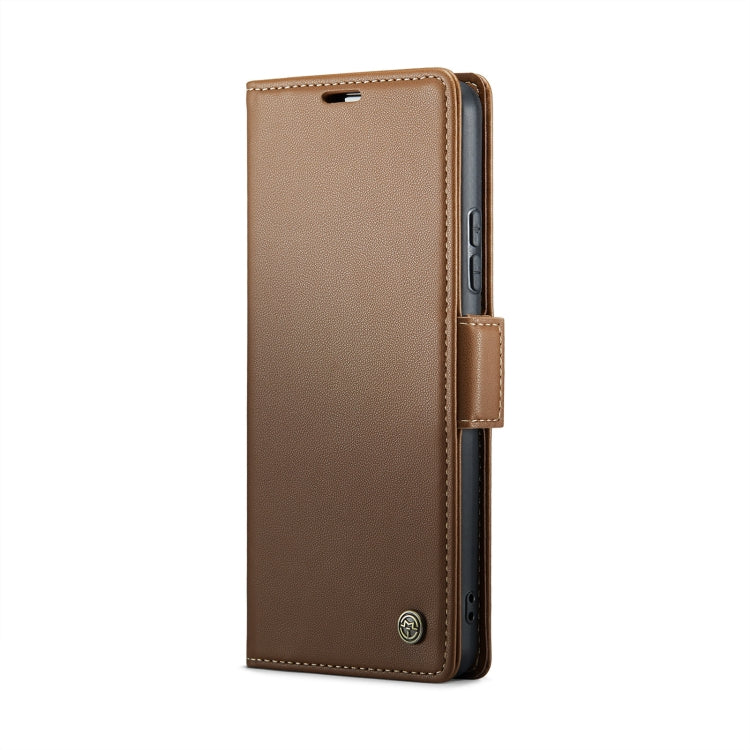 For Redmi 13 CaseMe 023 Butterfly Buckle Litchi Texture RFID Anti-theft Leather Phone Case(Brown) - Redmi 13 Cases by CaseMe | Online Shopping UK | buy2fix