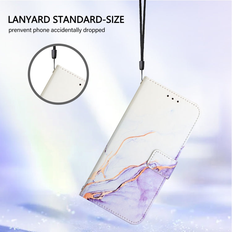 For Redmi K70 Ultra 5G Global PT003 Marble Pattern Flip Leather Phone Case(White Purple) - Xiaomi Cases by buy2fix | Online Shopping UK | buy2fix