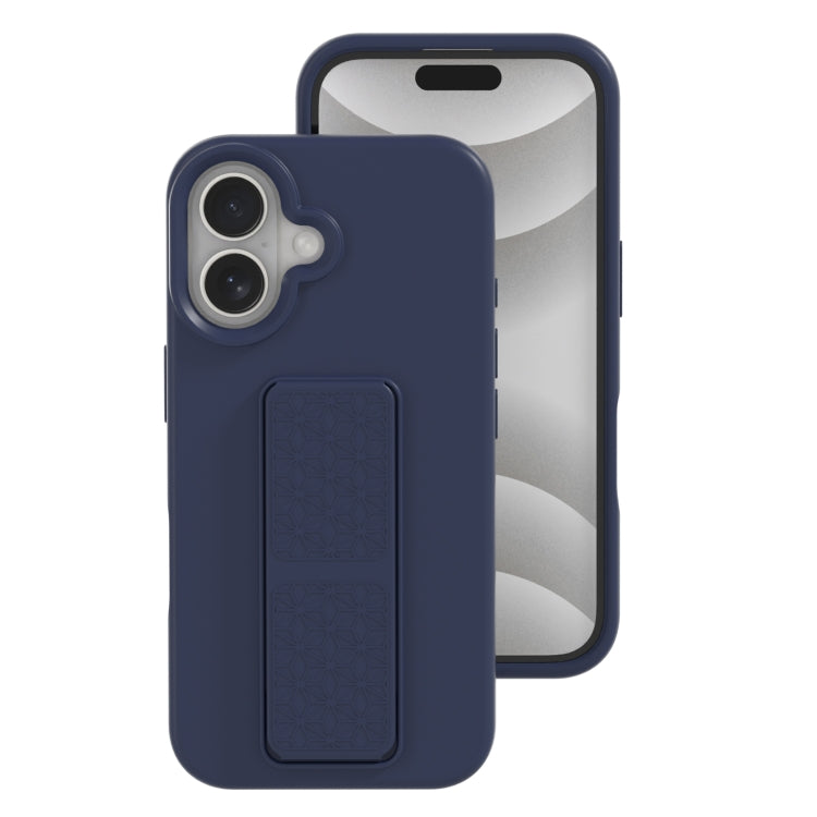 For iPhone 16 Liquid Silicone Holder Phone Case(Midnight Blue) - iPhone 16 Cases by buy2fix | Online Shopping UK | buy2fix