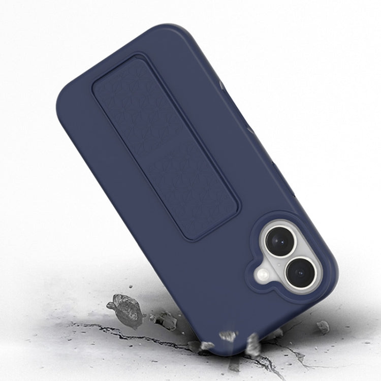 For iPhone 16 Pro Liquid Silicone Holder Phone Case(Navy Blue) - iPhone 16 Pro Cases by buy2fix | Online Shopping UK | buy2fix