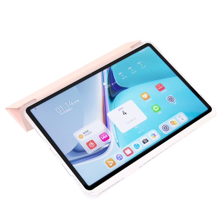 For Huawei Matepad SE 11 2024 Clear Acrylic 3-Fold Leather Tablet Case(Pink) - Huawei by buy2fix | Online Shopping UK | buy2fix