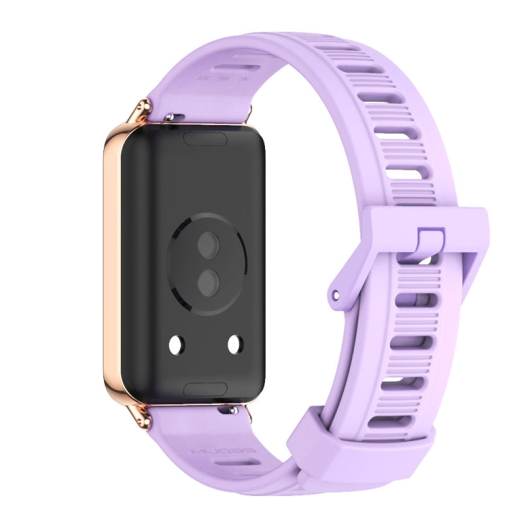 For Honor Band 9 MIJOBS Flat Hole Breathable TPU Watch Band(Taro Purple Rose Gold) - Watch Bands by MIJOBS | Online Shopping UK | buy2fix