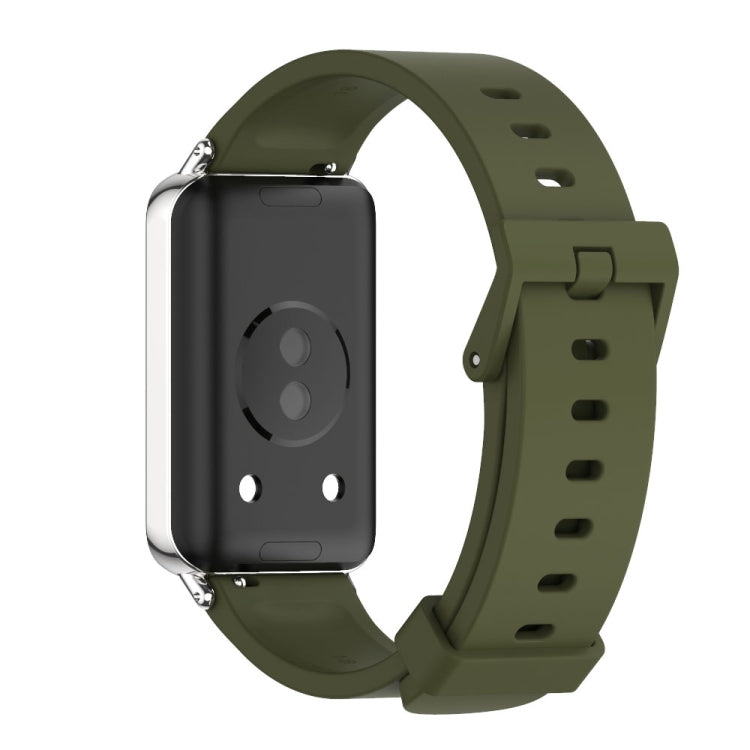 For Honor Band 9 MIJOBS Solid Color Silicone Watch Band(Army Green Silver) - Watch Bands by MIJOBS | Online Shopping UK | buy2fix