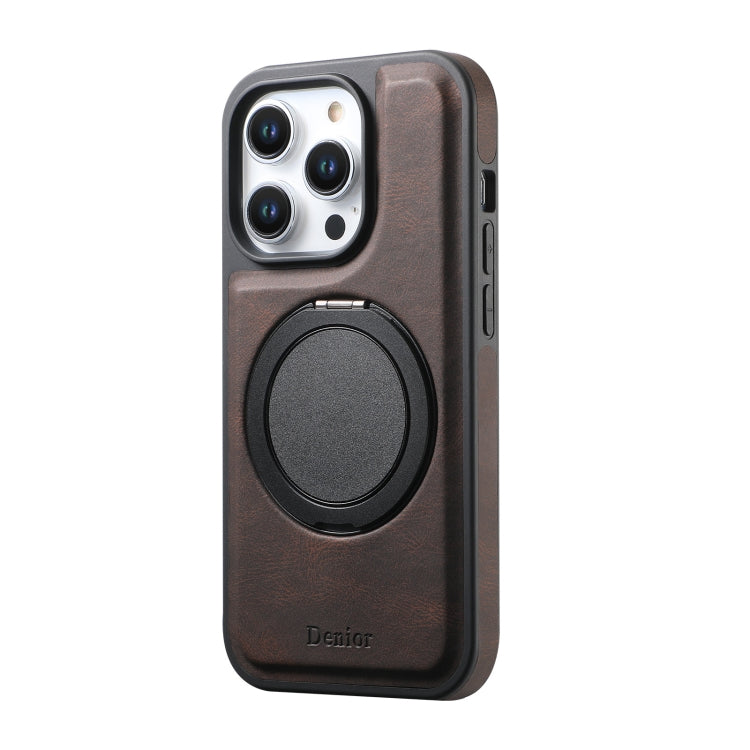 For iPhone 13 Pro Max Denior A14 Skin Feel Rotating Holder MagSafe Phone Case(Brown) - iPhone 13 Pro Max Cases by Denior | Online Shopping UK | buy2fix