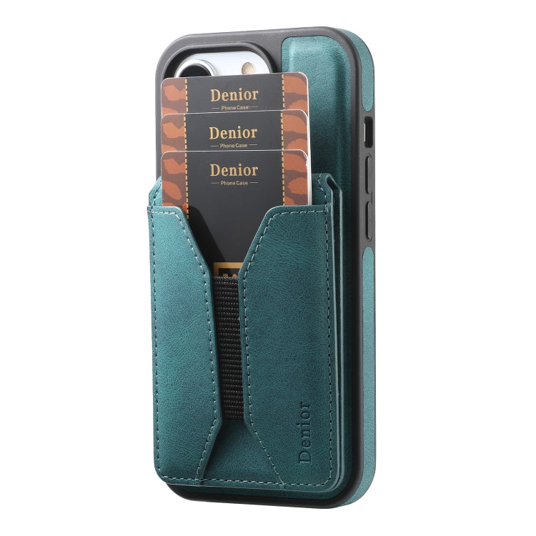 For iPhone 16 Pro Denior D18 Skin Feel Rotating Holder MagSafe Detachable Card Slot Phone Case(Blue) - iPhone 16 Pro Cases by Denior | Online Shopping UK | buy2fix