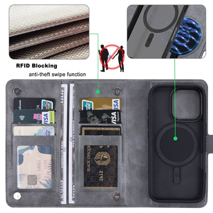 For iPhone 16 Pro ViLi GVA Series MagSafe Magnetic RFID Leather Phone Case(Grey) - iPhone 16 Pro Cases by ViLi | Online Shopping UK | buy2fix