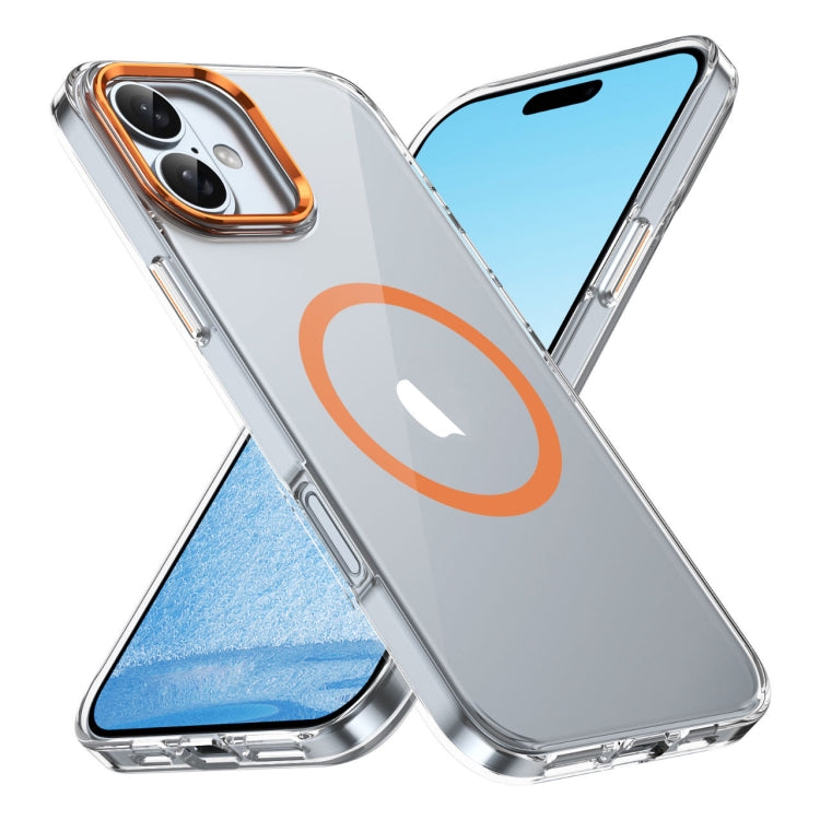 For iPhone 16 Ice Feel HD Transparent MagSafe PC Full Coverage Phone Case(Orange) - iPhone 16 Cases by buy2fix | Online Shopping UK | buy2fix